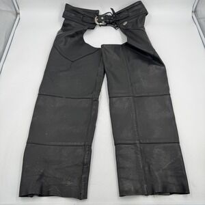 Harley Davidson Leather Chaps Motorcycle Biker Riding Pants USA‎ Large READ
